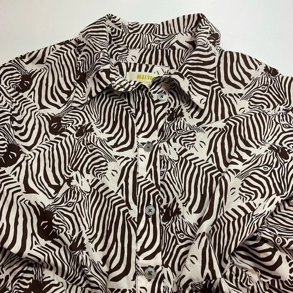 Anthropologie Maeve Bettina Dress Tiered zebra Print Buttondown Shirt Dr… - Picture 8 of 13